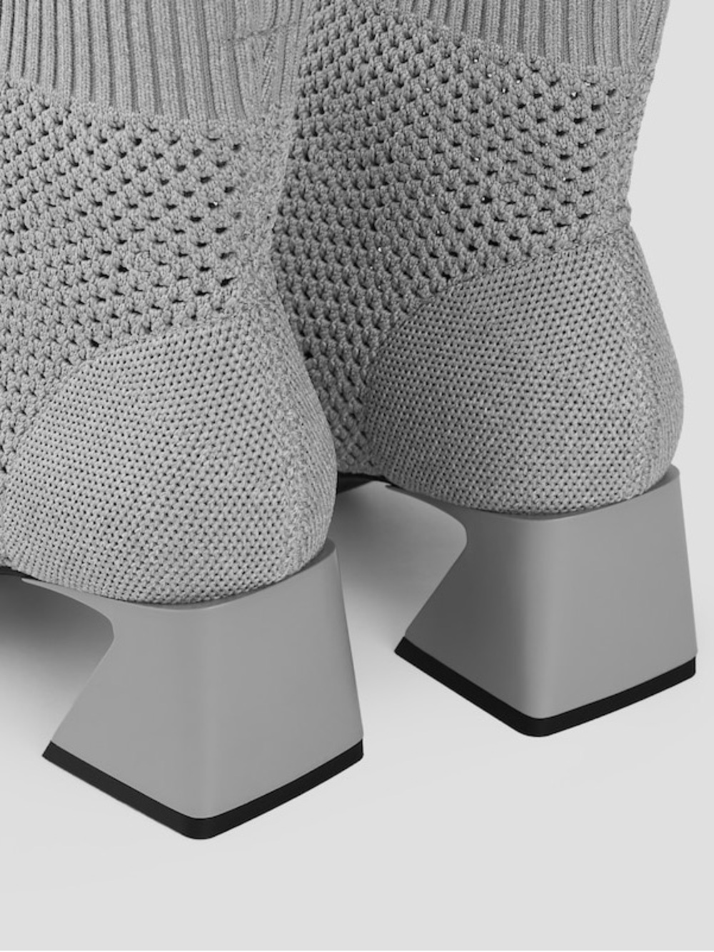 VIVAIA Melissa Perforated Knit Ankle Boot Square Toe Block Heel Gray 39.5 - Picture 3 of 10